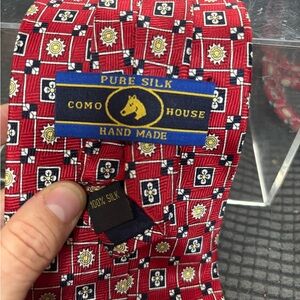 Red Patterned Silk Tie Hand Made